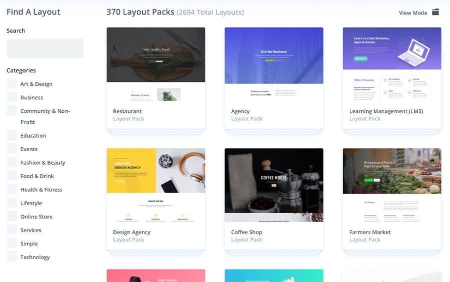 Themes and layout in DIVI